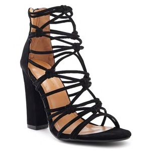 Black Strappy Knotted Heels